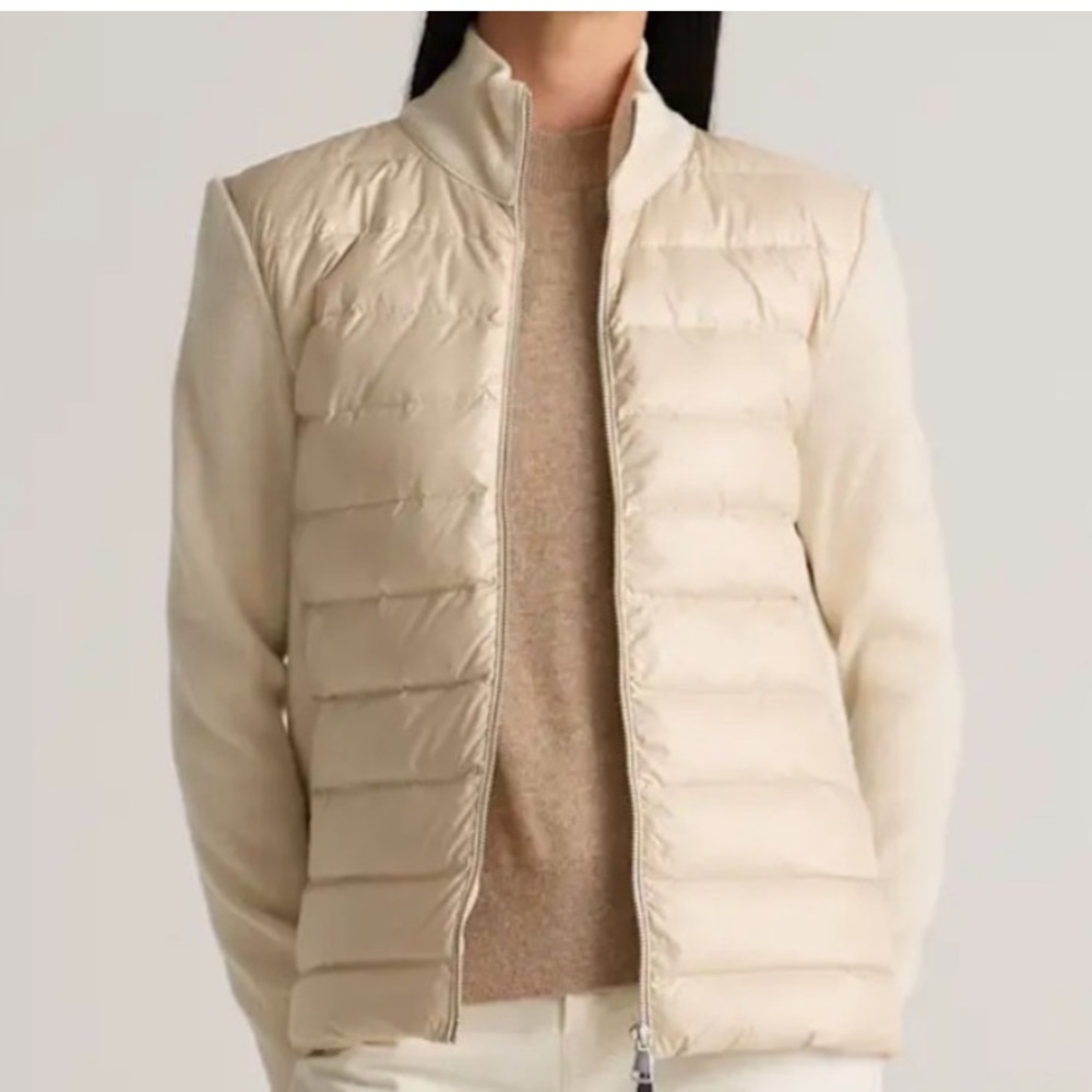 Quince Mixed Media Cream Down and Cashmere Jacket XS